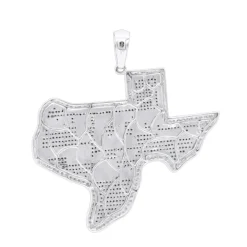 10K White Gold Texas State Map Blue Diamond Pendant 4.95ct -Outlet Bijou Lush Store 10k gold texas state map blue diamond pendant 495ct backwh