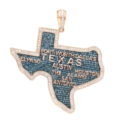10K White Gold Texas State Map Blue Diamond Pendant 4.95ct -Outlet Bijou Lush Store 10k gold texas state map blue diamond pendant 495ct ro