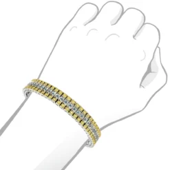 10K White Gold Three Row Diamond Bracelet Blue Yellow 1.75ct -Outlet Bijou Lush Store 10k gold three row diamond bracelet blue yellow 175ct p 5689 bodwh