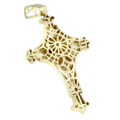 10K Yellow Gold Unique Large Lion Head Cross Pendant For Men 3.29ct By Luxurman -Outlet Bijou Lush Store 10k gold unique large lion head cross pendant for men 329ct by luxurman backye