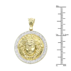 10K Yellow Gold Versace Style Diamond Pendant Medusa Head Medallion For Men 0.5ct -Outlet Bijou Lush Store 10k gold versace style diamond pendant medusa head medallion for men 05ct rulerye