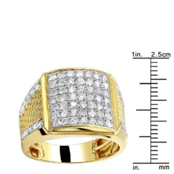 Solid 10K Yellow Gold Men's Diamond Ring By LUXURMAN 2.25 Carats -Outlet Bijou Lush Store 10k solid gold mens diamond rind by luxurman 225 carats rulerye