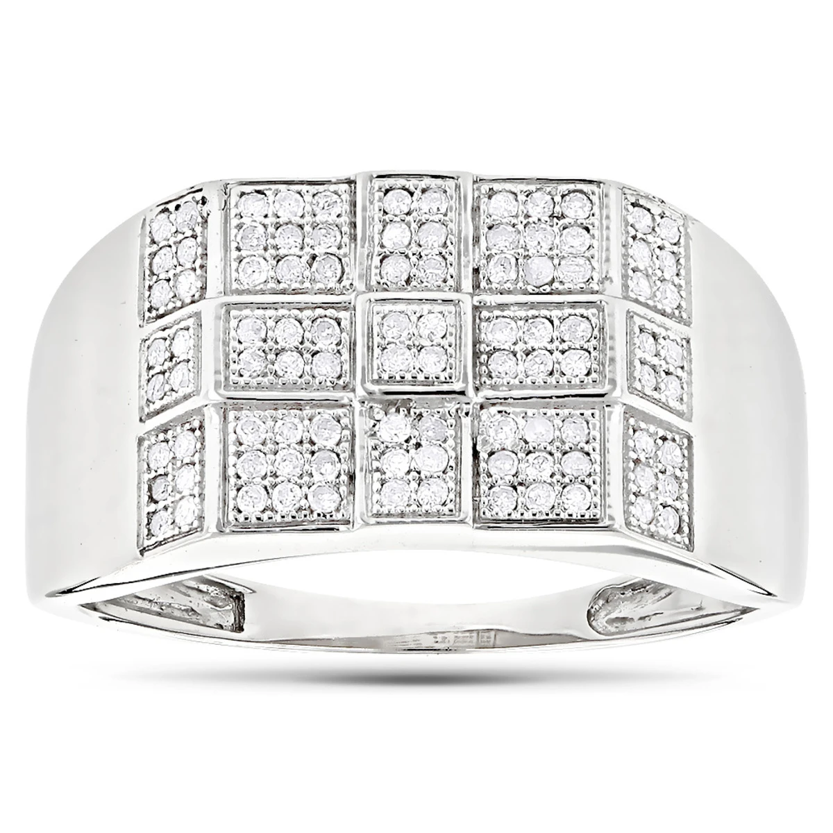 10K White Gold Men's Diamond Ring 0.34ct 3 10K White Gold Men's Diamond Ring 0.34ct