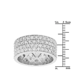 10mm Wide Band 14K White Gold 4 Rows Round Diamond Eternity Ring For Men & Women 5.5ct -Outlet Bijou Lush Store 10mm wide band 14k gold 4 rows round diamond eternity ring for men women 55ct 018021 rulerwh