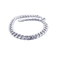 11mm 10K White Gold Miami Cuban Link Chain Bracelet In 7.5-9in