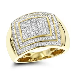 1/2 Carat 10K Yellow Gold Diamond Ring For Men By Luxurman