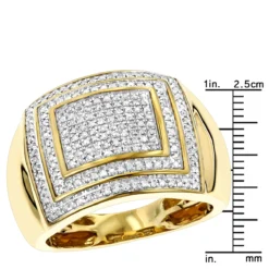 1/2 Carat 10K Yellow Gold Diamond Ring For Men By Luxurman -Outlet Bijou Lush Store 12 carat 10k gold diamond ring for men by luxurman rulerye