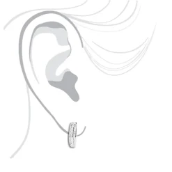 Single 14K White Gold Baguette Diamond Hoop Earring For Men 0.25ct -Outlet Bijou Lush Store 14 k gold baguette diamond hoop earring 025ct 3