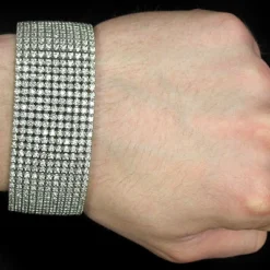 14K White Gold 11-Row Prong-Set Men's Diamond Cuff Bracelet 29.58 -Outlet Bijou Lush Store 14k 11 row prong set mens diamond cuff bracelet 2958 p 5771bod