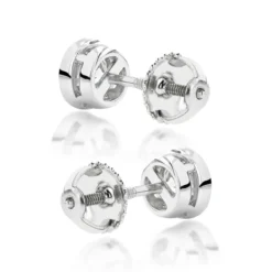 14K White Gold Bezel Set Diamond Stud Earrings Round Cut 0.75ct -Outlet Bijou Lush Store 14k bezel set diamond stud earrings round cut 075ct p 5659 backwh