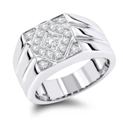 14K White Gold Designer Diamond Ring 0.65ct