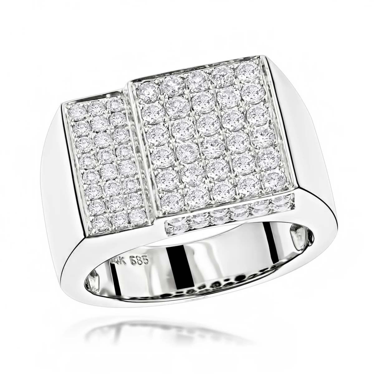 14K White Gold Designer Diamond Ring 1.55ct 3 14K White Gold Designer Diamond Ring 1.55ct