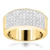 14K Yellow Gold Designer Diamond Wedding Band Women's Or Men's Pave Diamond Ring