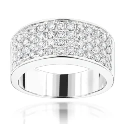 14K White Gold Designer Diamond Wedding Band 1.82ct