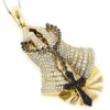 14K Yellow Gold Diamond Praying Hands Rosary Cross Pendant 6ct -Outlet Bijou Lush Store 14k diamond praying hands pendant 629ct p 40389 ye