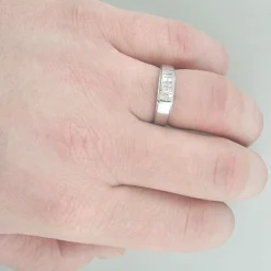 14K White Gold Unique Diamond Wedding Bands For Men Princess Cut Diamonds -Outlet Bijou Lush Store 14k diamond wedding bands collection item 043ct p 6676bod