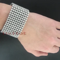 14K White Gold 10 Row Men's Diamond Bracelet Cuff 30.60ct -Outlet Bijou Lush Store 14k gold 10 row mens diamond bracelet cuff 3060ct p 6724bod