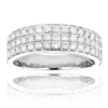 14K White Gold 3 Row Diamond Ring 1.35ct Luxurman Wedding Band