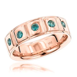 14K Yellow Gold 5 Blue Diamond Wedding Band 0.3ct Comfort Fit Five Stone Ring -Outlet Bijou Lush Store 14k gold 5 blue diamond wedding band 03ct comfort fit five stone ring ro