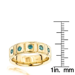 14K Yellow Gold 5 Blue Diamond Wedding Band 0.3ct Comfort Fit Five Stone Ring -Outlet Bijou Lush Store 14k gold 5 blue diamond wedding band 03ct comfort fit five stone ring rulerye