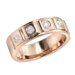 14K Yellow Gold 5 Diamond Wedding Band For Men 0.3ct Comfort Fit Five Stone -Outlet Bijou Lush Store 14k gold 5 diamond wedding band for men 03ct comfort fit ro