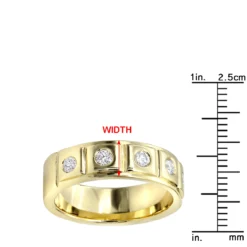 14K Yellow Gold 5 Diamond Wedding Band For Men 0.3ct Comfort Fit Five Stone -Outlet Bijou Lush Store 14k gold 5 diamond wedding band for men 03ct comfort fit rulerye