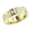 14K Yellow Gold 5 Diamond Wedding Band For Men 0.3ct Comfort Fit Five Stone