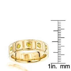 14K Yellow Gold 5 Yellow Diamond Wedding Band 0.3ct Comfort Fit Five Stone Ring -Outlet Bijou Lush Store 14k gold 5 yellow diamond wedding band 03ct comfort fit five stone ring rulerye