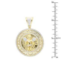14K Yellow Gold Baby Angel Diamond Medallion Pendant For Men 0.95ct By Luxurman -Outlet Bijou Lush Store 14k gold baby angel diamond medallion pendant for men 095ct by luxurman rulerye