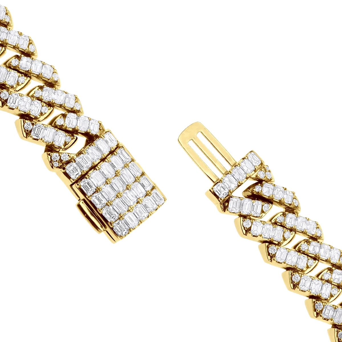 14K Yellow Gold Baguette Diamond Cuban Link Chain 12mm 1/2in 52.6ct 8 14K Yellow Gold Baguette Diamond Cuban Link Chain 12mm 1/2in 52.6ct - Image 6
