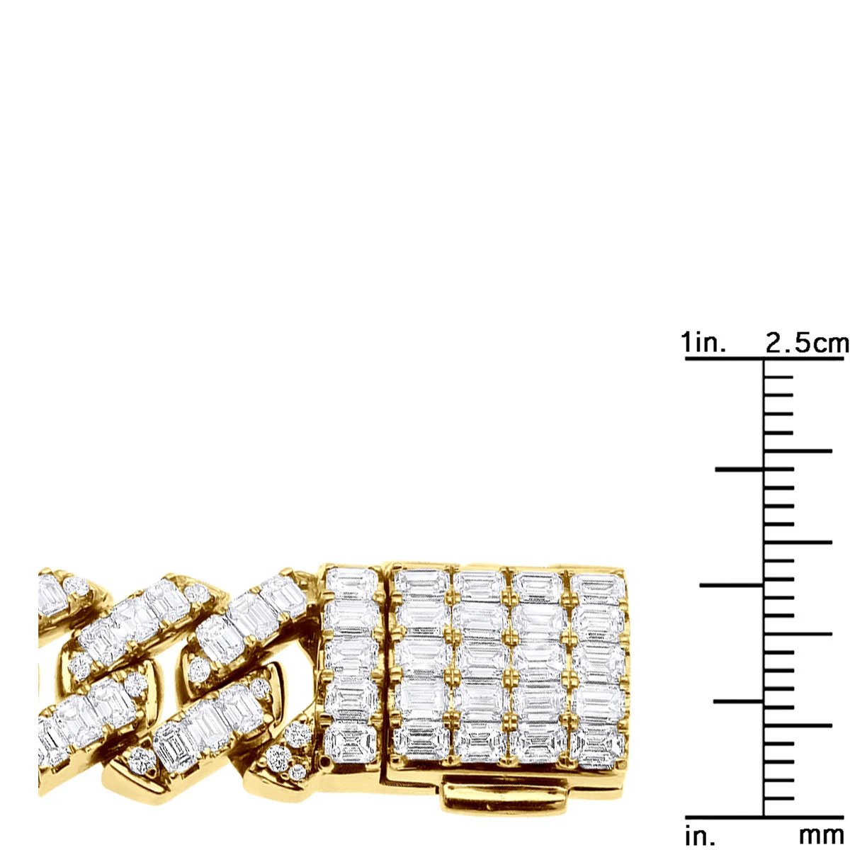 14K Yellow Gold Baguette Diamond Cuban Link Chain 12mm 1/2in 52.6ct 7 14K Yellow Gold Baguette Diamond Cuban Link Chain 12mm 1/2in 52.6ct - Image 5