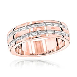 14K White Gold Baguette Diamond Men's Wedding Ring 1.10ct -Outlet Bijou Lush Store 14k gold baguette diamond mens wedding ring 110ct p 25571 ro