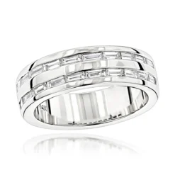 14K White Gold Baguette Diamond Men's Wedding Ring 1.10ct