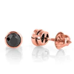 14K White Gold Black Diamond Earrings Bezel Set Studs 1.25ct -Outlet Bijou Lush Store 14k gold black diamond earrings bezel set studs 125ct p 6048 ro