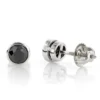 14K White Gold Black Diamond Earrings Bezel Set Studs 1.25ct