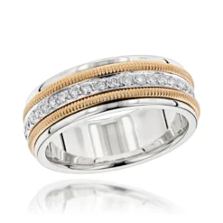 Men's 14K Yellow/Rose Gold Comfort Fit Diamond Wedding/Eternity Band Luxurman 0.9c -Outlet Bijou Lush Store 14k gold comfort fit diamond wedding band 090ct p 6697 boxtt