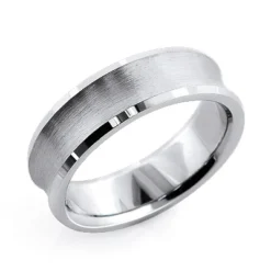 14K White Gold Concave Men's Wedding Band 6mm