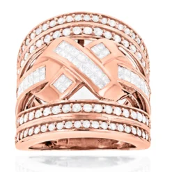 14K White Gold Criss Cross Diamond Ring 2.20ct -Outlet Bijou Lush Store 14k gold criss cross diamond ring 220ct p 7230 ro