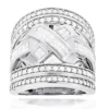 14K White Gold Criss Cross Diamond Ring 2.20ct