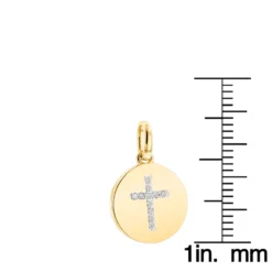 14K Yellow Gold Cross In A Circle Diamond Pendant 0.11ct -Outlet Bijou Lush Store 14k gold cross in a circle diamond pendant 011ct p 27294 rulerye
