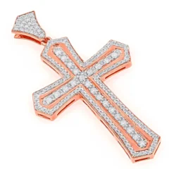 14K Yellow Gold Designer Diamond Cross Pendant For Men By Luxurman 2.5ct -Outlet Bijou Lush Store 14k gold designer diamond cross pendant for men by luxurman 27ct ro