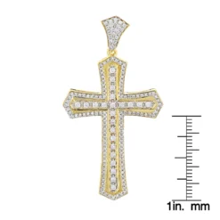 14K Yellow Gold Designer Diamond Cross Pendant For Men By Luxurman 2.5ct -Outlet Bijou Lush Store 14k gold designer diamond cross pendant for men by luxurman 27ct ruler