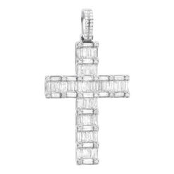 Luxurman 4 Carat Round & Baguette Diamond Cross Pendant For Men 14K Yellow Gold -Outlet Bijou Lush Store 14k gold diamond cross pendant for men 4 carats round baguette diamonds 803240 white