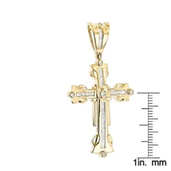 14K Yellow Gold Diamond Cross Pendant Men's Charm 0.95ct -Outlet Bijou Lush Store 14k gold diamond cross pendant mens charm 095ct p 6995 rulerye