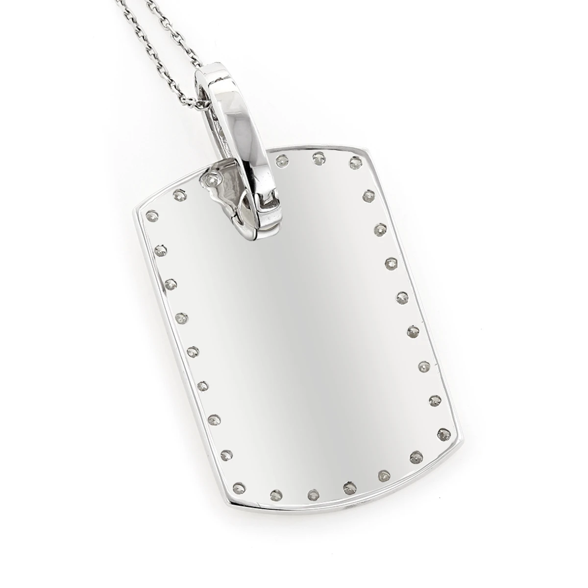 14K White Gold Diamond Dog Tag Military Pendant 0.70ct 6 14K White Gold Diamond Dog Tag Military Pendant 0.70ct - Image 4