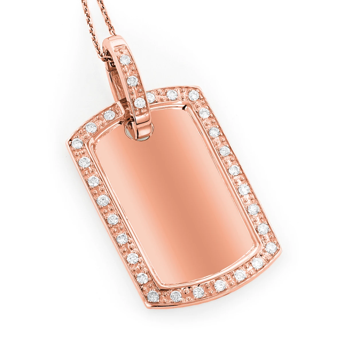 14K White Gold Diamond Dog Tag Military Pendant 0.70ct 5 14K White Gold Diamond Dog Tag Military Pendant 0.70ct - Image 3