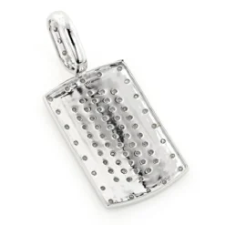14K White Gold Diamond Dog Tag Pendant Round Diamonds 0.5ct -Outlet Bijou Lush Store 14k gold diamond dog tag pendant round diamonds 075ct p 5776 backwh