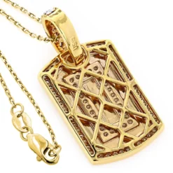 Small 14K Yellow Gold Diamond Dog Tag Pendant Round Diamonds 0.87ct -Outlet Bijou Lush Store 14k gold diamond dog tag pendant round diamonds 087ct p 244 backye