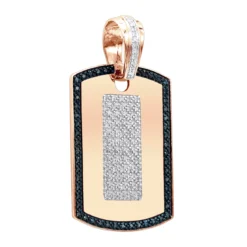 14K Yellow Gold Diamond Dog Tag Pendant White And Blue Diamonds 1.95ct -Outlet Bijou Lush Store 14k gold diamond dog tag pendant white and blue diamonds 195ct ro
