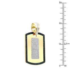 14K Yellow Gold Diamond Dog Tag Pendant White And Blue Diamonds 1.95ct -Outlet Bijou Lush Store 14k gold diamond dog tag pendant white and blue diamonds 195ct rulerye